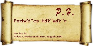 Perhócs Hümér névjegykártya